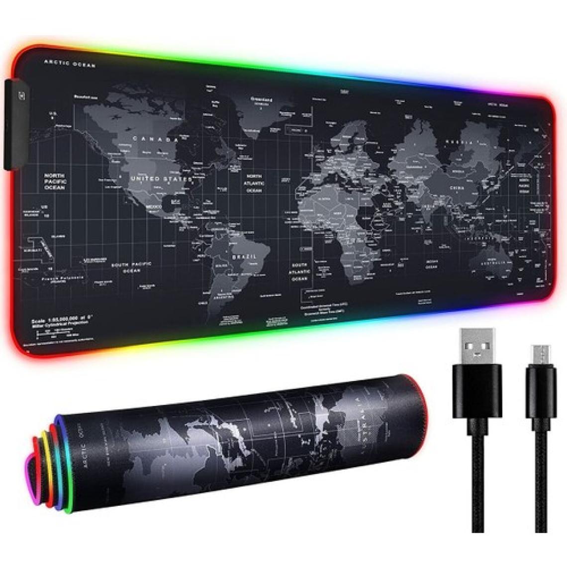 Sarftech 80X30 Rgb Dünya Desenli Speed Yüzey Mouse Pad LED Işıklı Gaming Mouseped 80X30