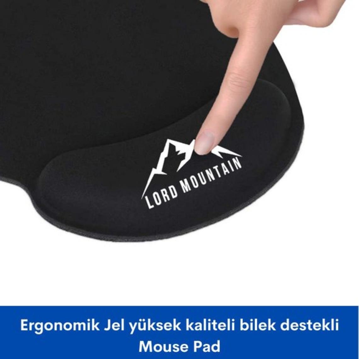 Lord Mountain Siyah Bilek Destekli Ergonomik Jel Kaymaz Taban Rahat,konforlu,mouse Pad