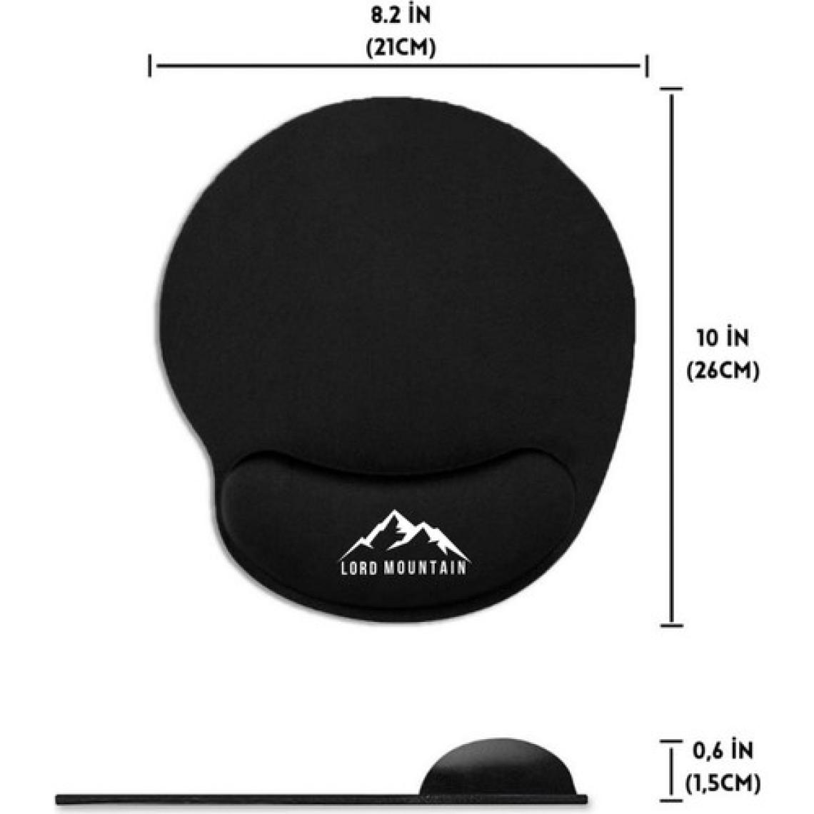 Lord Mountain Siyah Bilek Destekli Ergonomik Jel Kaymaz Taban Rahat,konforlu,mouse Pad
