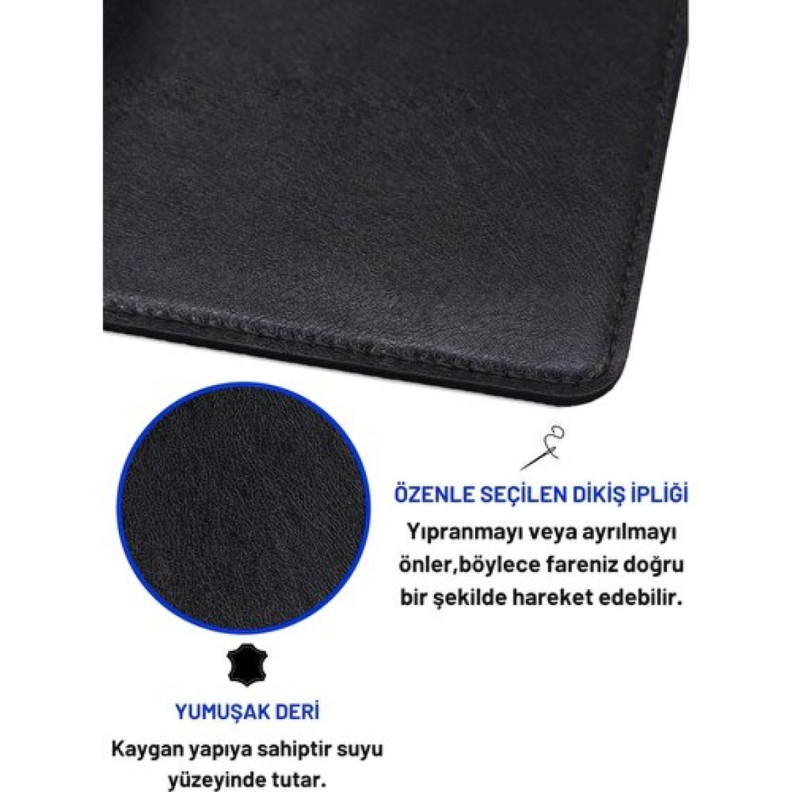 Black Deer Deri Mouse Pad Dikişli Kenar Kaymaz Taban Büyük Boy Pürüzsüz Yüzey Çift Yönlü Kullanım Masa Matı Sümen 90X40 cm