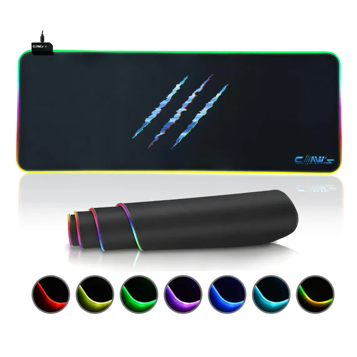Claw's Raptor 90X40CM Mikrofiber Yüzey Kaydırmaz Kauçuk Zemin 360 Rgb Dikişli Xxl Mousepad - Siyah