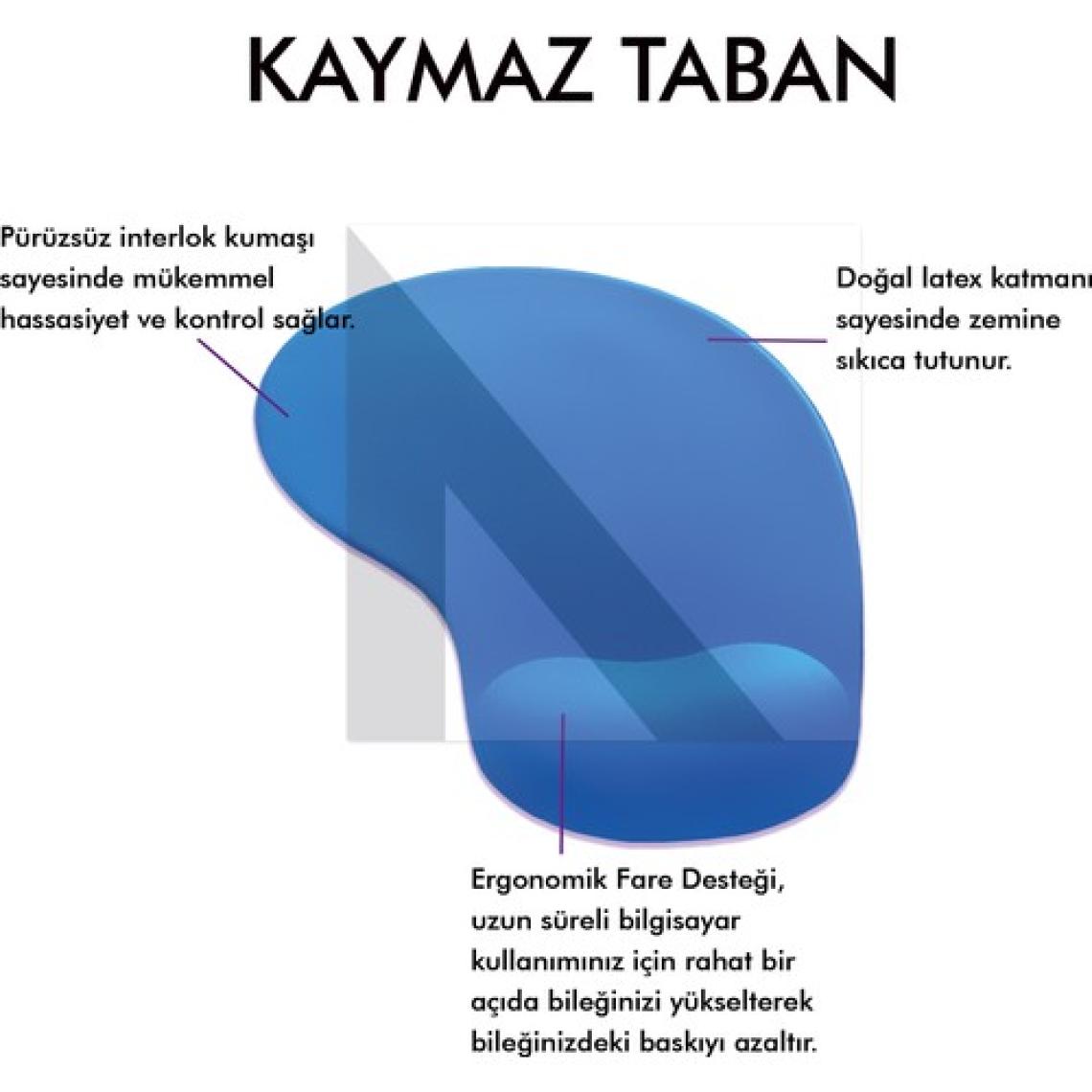 Active Team MP01 - Mavi Elips Bilek Destekli Mouse Pad | Konforlu, Kaymaz Taban, Ergonomik, Yumuşak, Ev,Ofis
