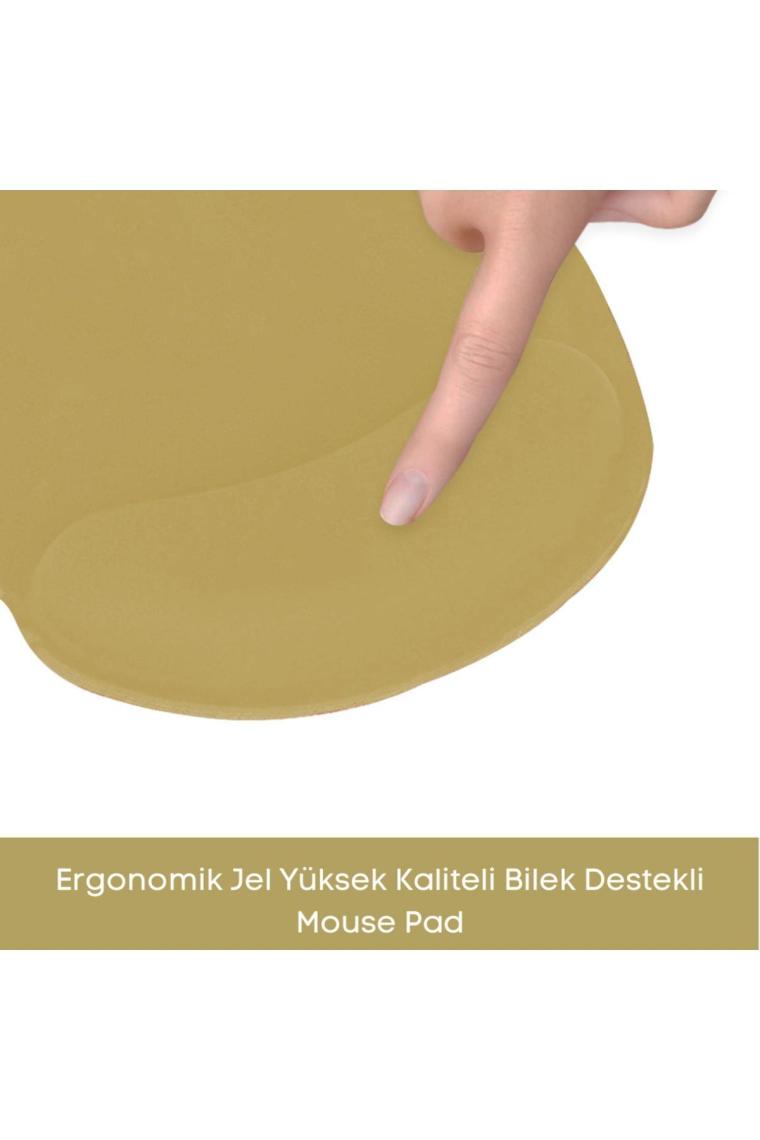 Deer Siyah Bilek Destekli Mouse Pad,ergonomik Kaymaz Taban,oyun ve Ofis Için Fare Altlığı,suya Dayanıklı (Turuncu)