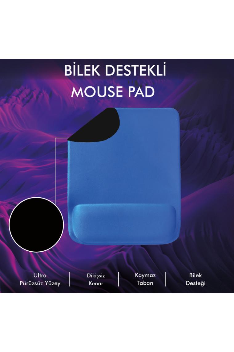 Active Team MP02 - Dörtgen Bilek Destekli Mouse Pad | Konfor, Kaymaz Taban, Ergonomik, Yumuşak, Ev,ofis