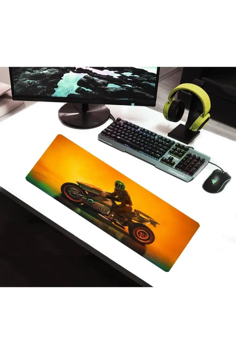 SGE TEKNOLOJİ 70X30 cm Cybermoto Dikişli Kaydırmaz Taban Speed Ver. Mouse Pad Oyuncu Gaming