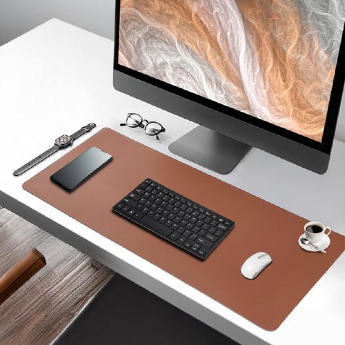 Black Deer Kahverengi PU Deri Mouse Pad Dikişli Kenar  Çift Yönlü Kullanım Masa Matı Sümen 90X40 Xl