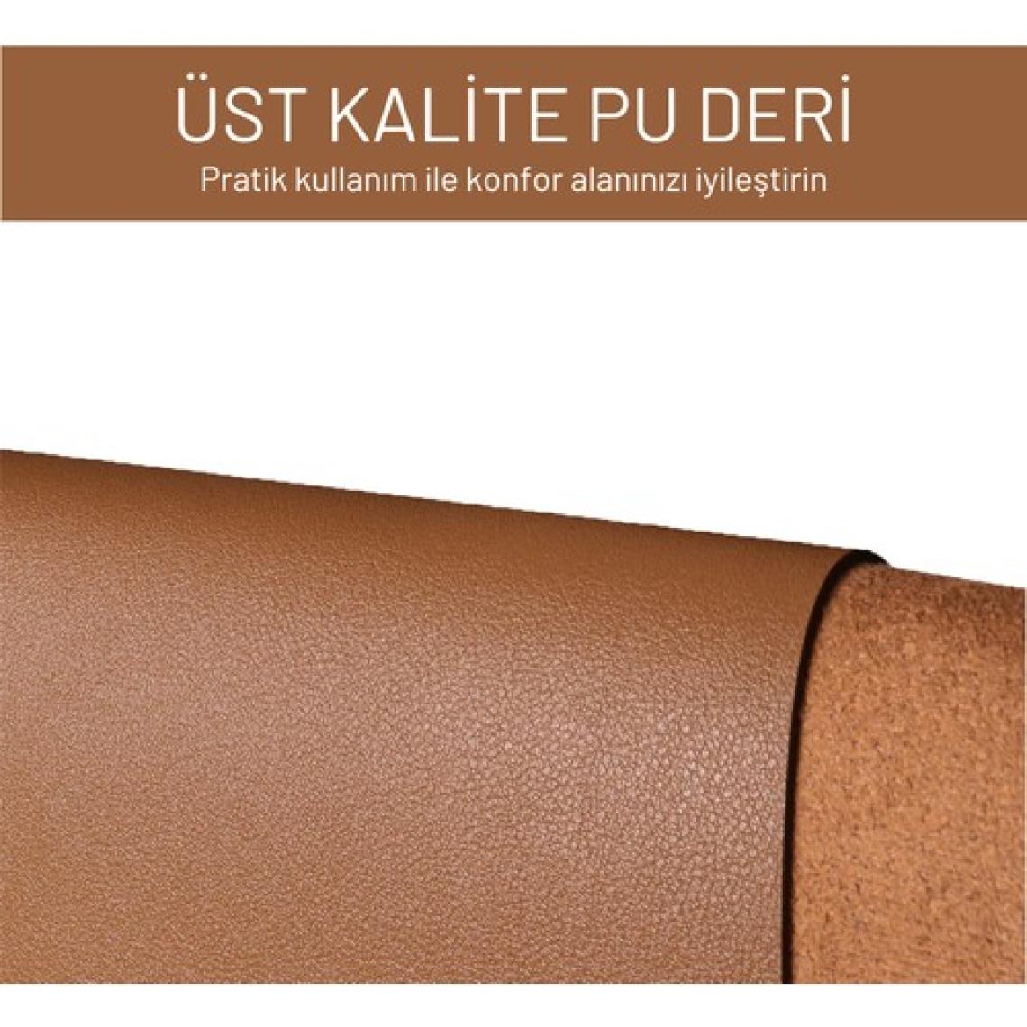 Black Deer Kahverengi PU Deri Mouse Pad Dikişli Kenar  Çift Yönlü Kullanım Masa Matı Sümen 90X40 Xl