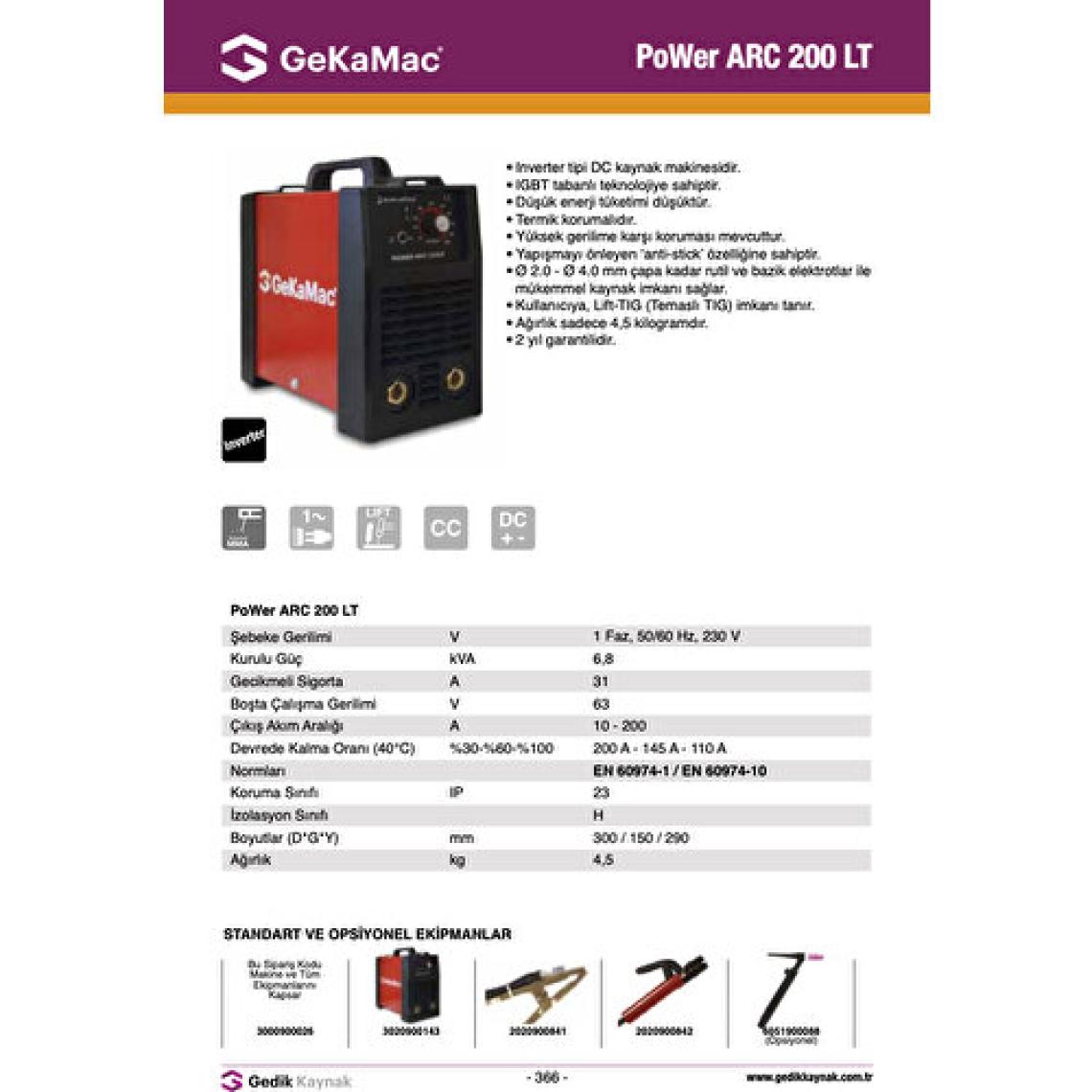 Gekamac Arc 200 Lt (İnverter Elektrot Kaynak Makinesi)