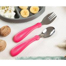 Babyjem Paslanmaz Çelik Pembe Çatal Kaşık Seti