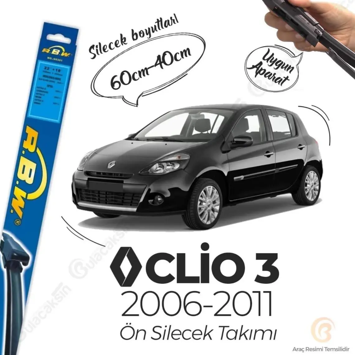 R.B.W. Renault Clio 3 Muz Silecek Takımı (2006-2011)