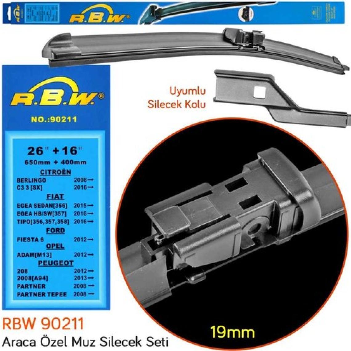 R.B.W. 90211 Peugeot 208 2012- Ön Silecek Takımı