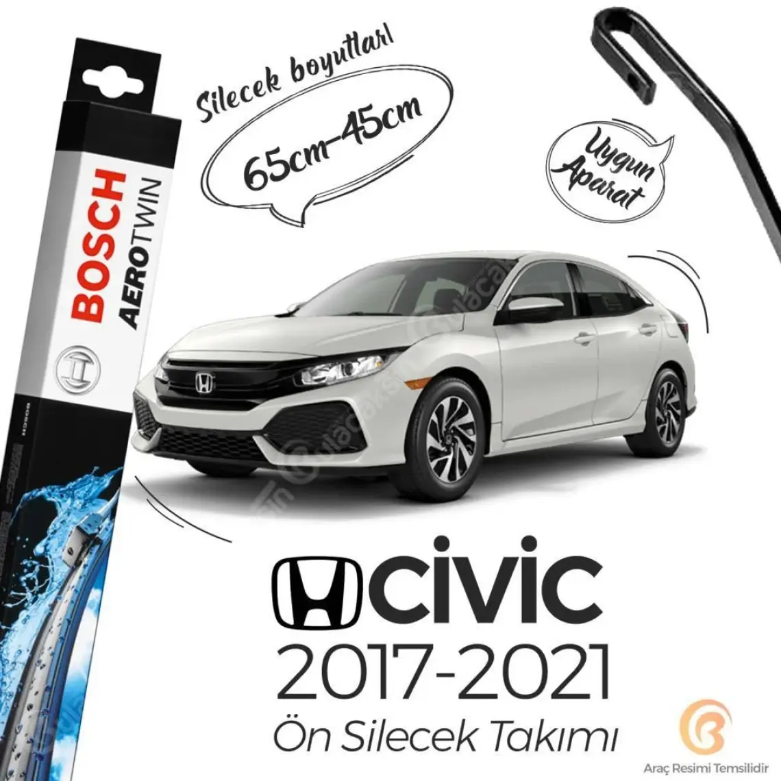 Bosch Aerotwin Honda Civic FC5 2017 - 2019 Ön Muz Silecek Takımı