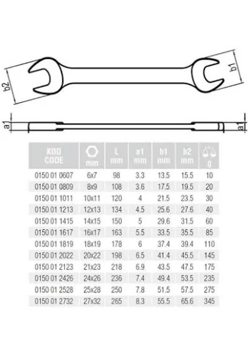 Elta 0150 Çatal İki Ağız Anahtar 12X13