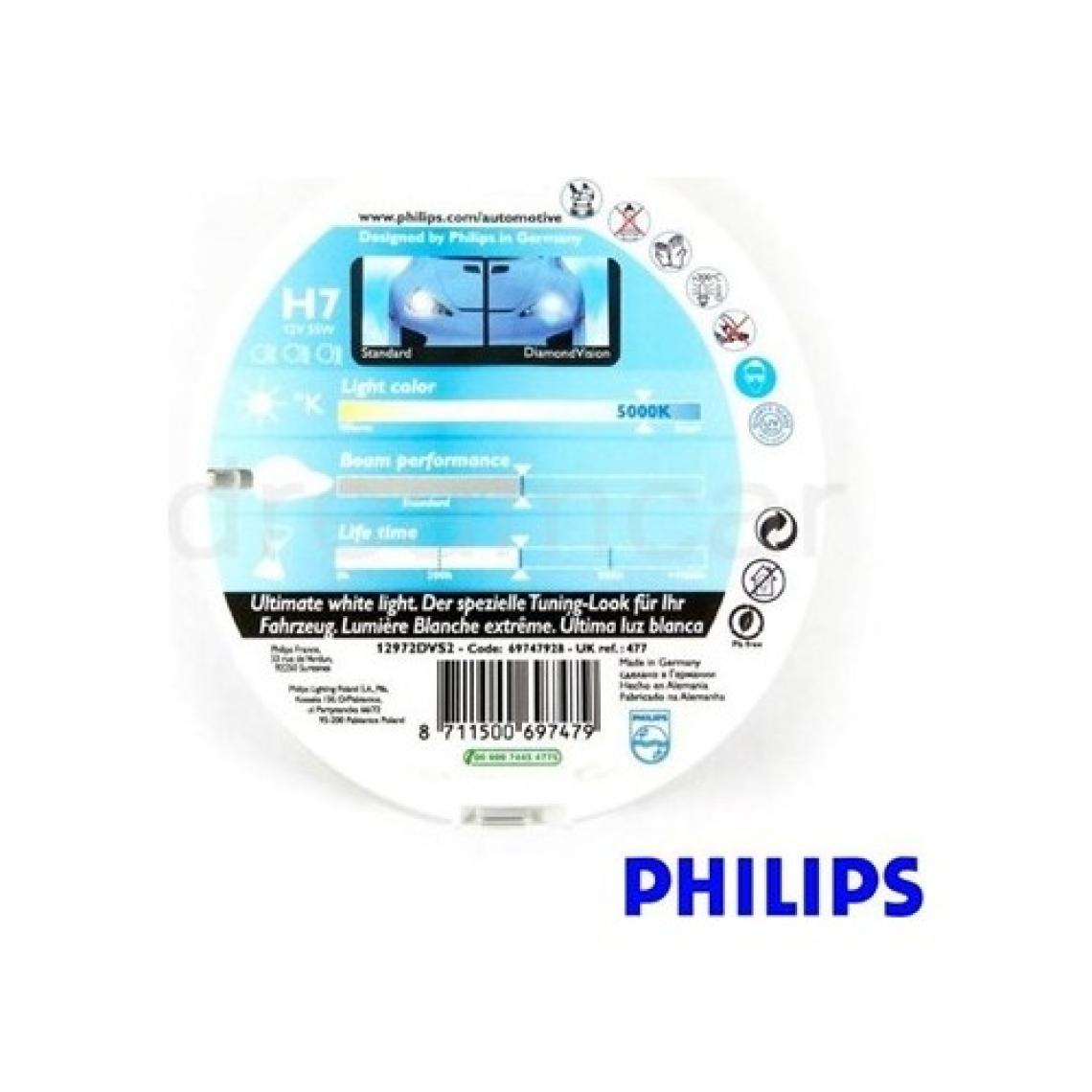 Philips H7 Diamond Vision Ultimate Parlak Beyaz Işık 5000K