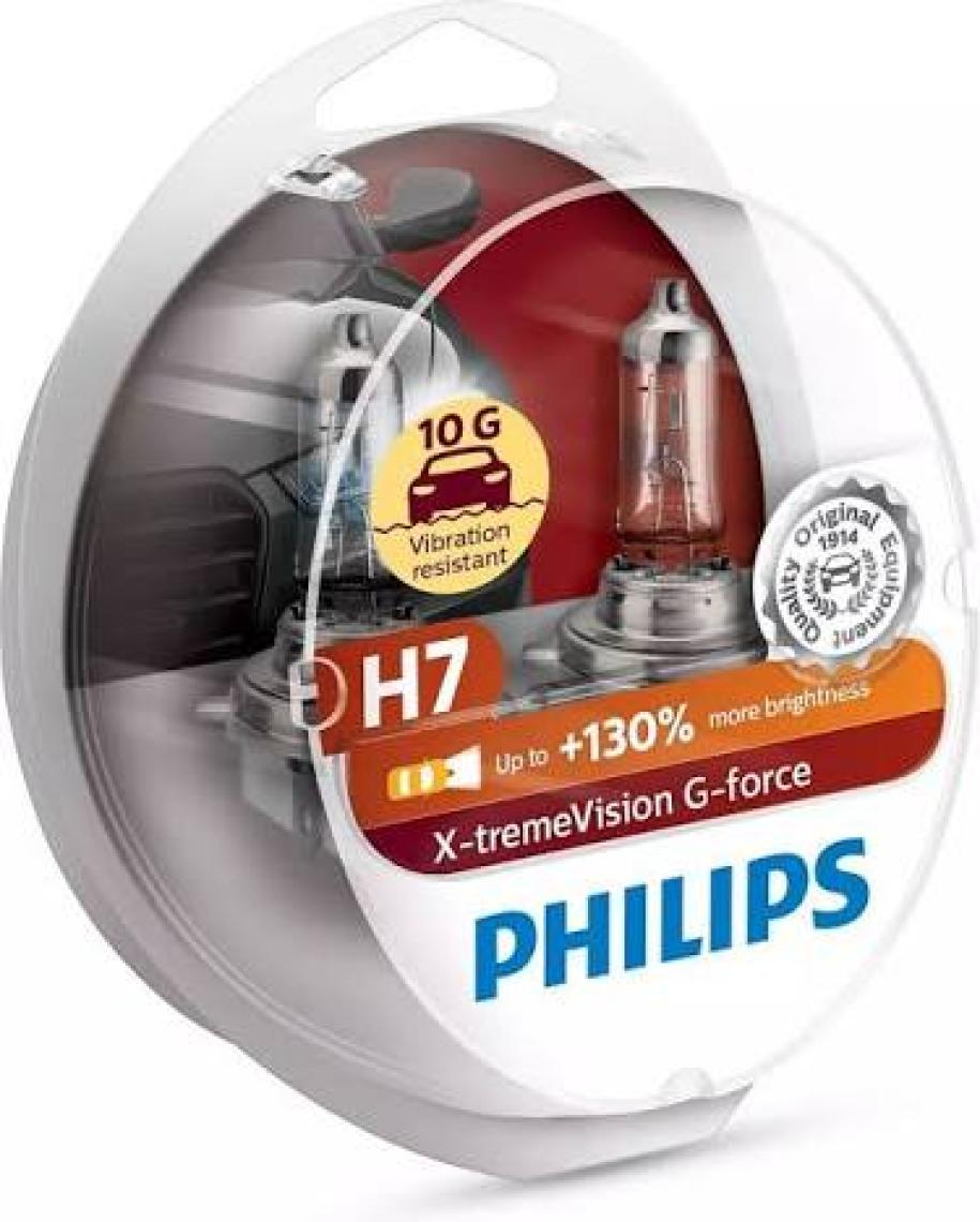 Philips Yeni X-Treme Vision G-Force H7 Otomobil Far Ampulü (12972XVGS2) +%130 12972XVGS2