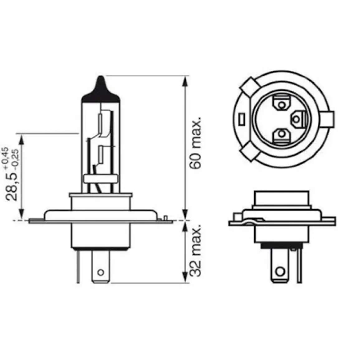 Bosch H4 12V 60/55W Standart Halogen Ampul