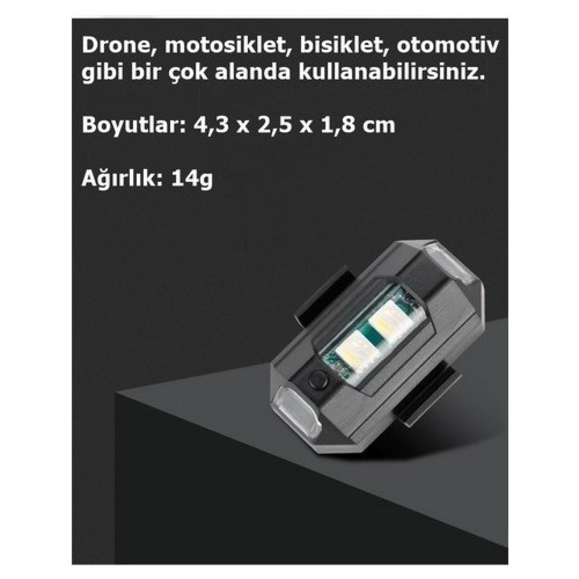 Nkt Group Rgb Motosiklet Drone Bisiklet Otomotiv Çakar Şarjlı Kablosuz Mini LED - 7 Farklı Renk
