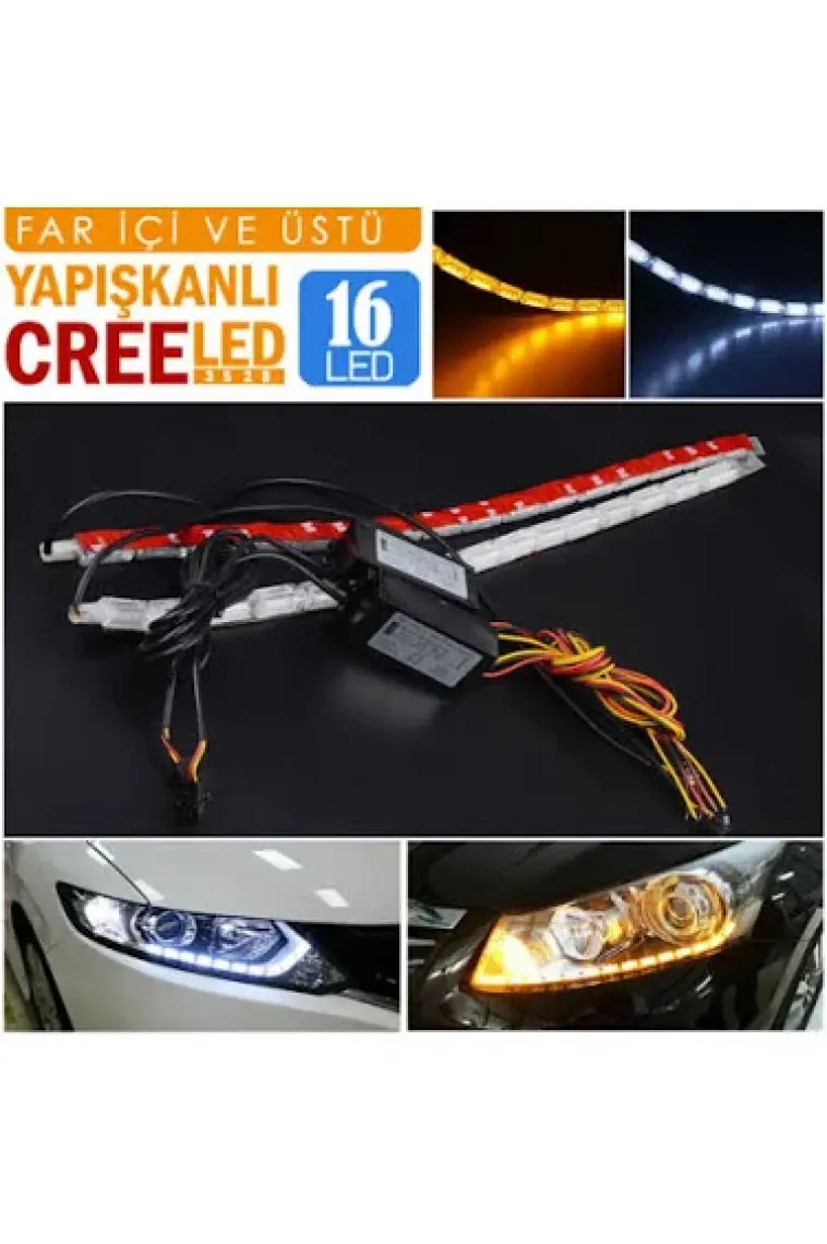 C9 Far Içi Far Üstü Su Geçirmez Kayar LED Sinyalli 16 LED Yapışkanlı C9
