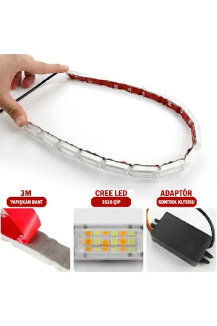C9 Far Içi Far Üstü Su Geçirmez Kayar LED Sinyalli 16 LED Yapışkanlı C9
