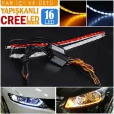 C9 Far Içi Far Üstü Su Geçirmez Kayar LED Sinyalli 16 LED Yapışkanlı C9