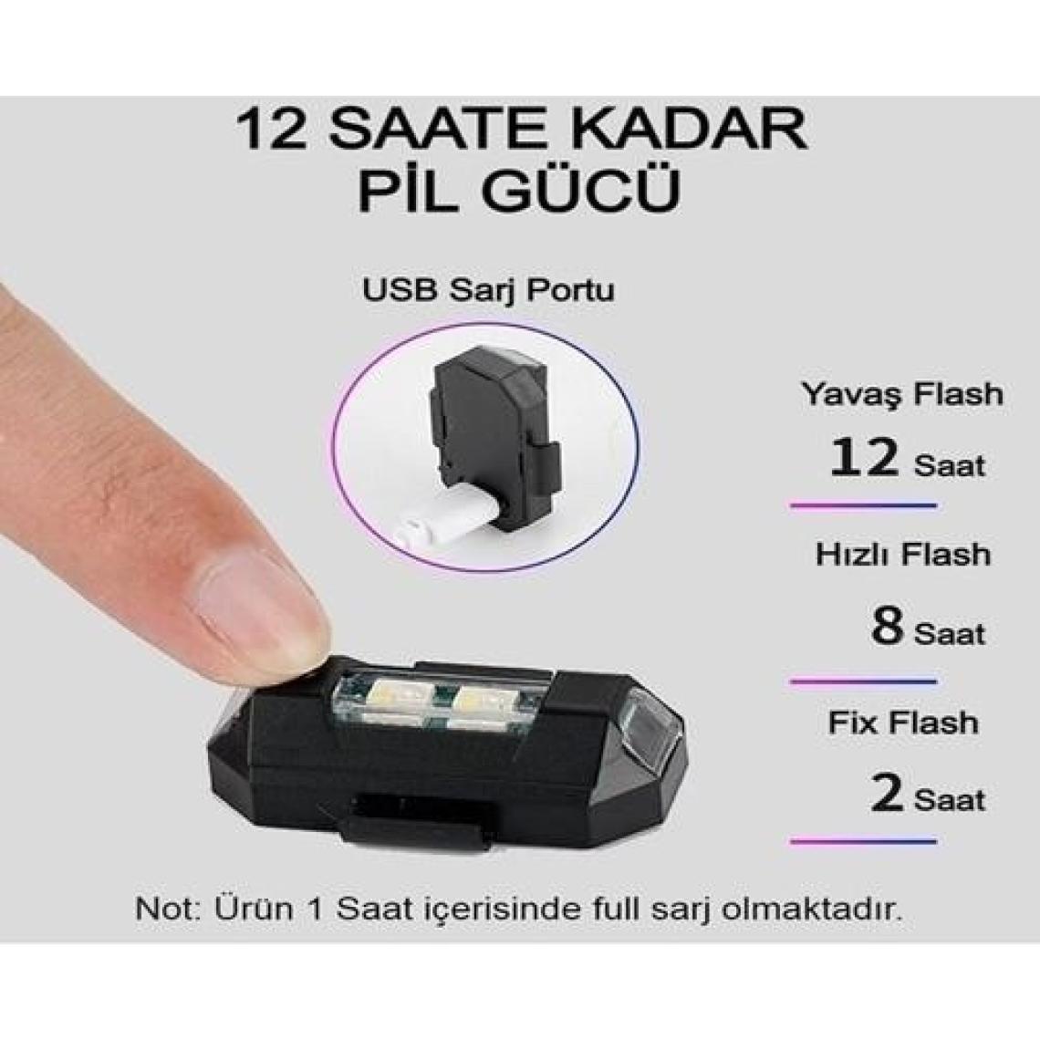 Ramdet Motosiklet Bisiklet Drone Iha 7 Renk Harekete Duyarlı Şarzlı Mini Sinyal LED Çakar Uçak Kanadı Çakarı LED