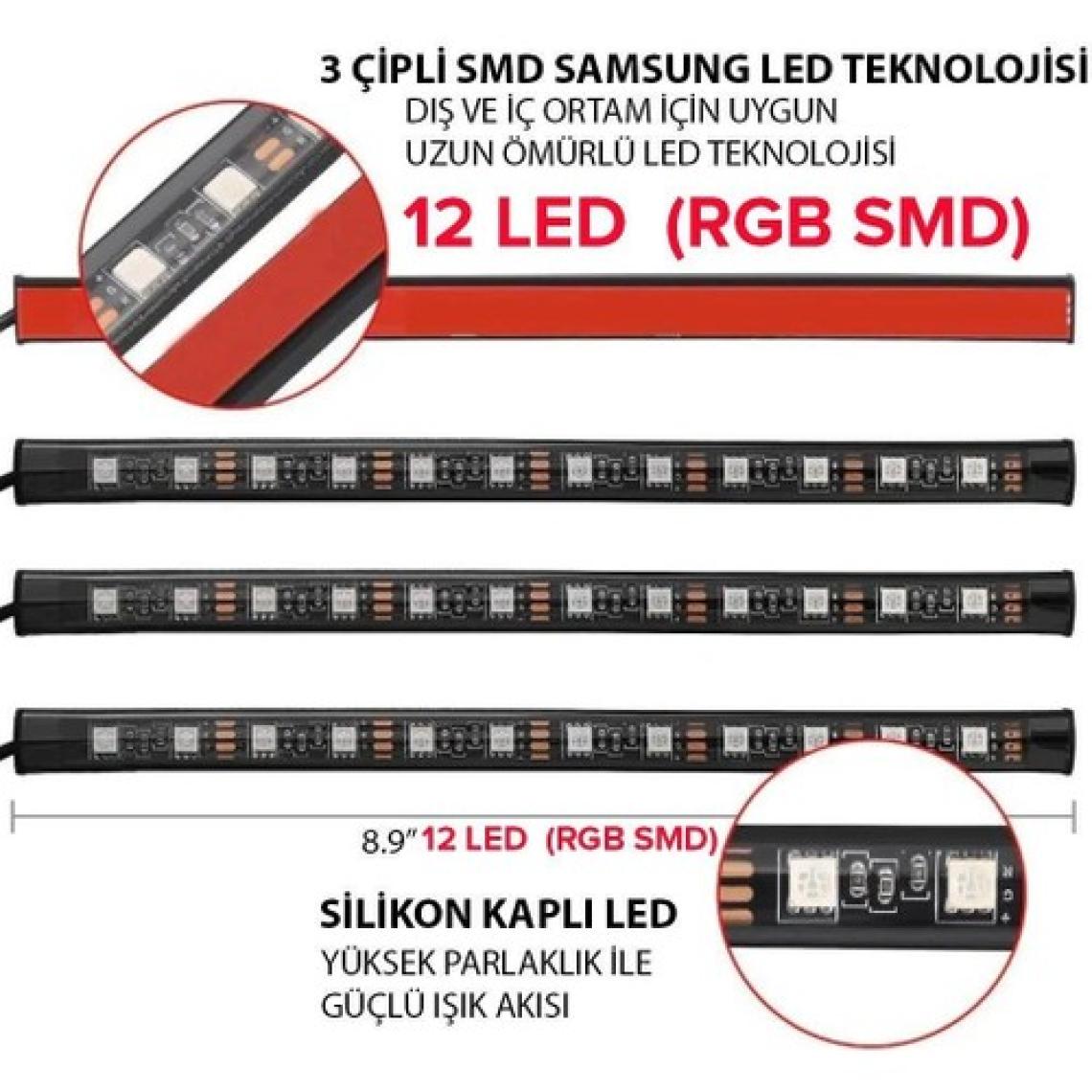 Çarşıhan Araç Içi Ayak Altı LED Kumandalı Sese Duyarlı 12'li - Rgb