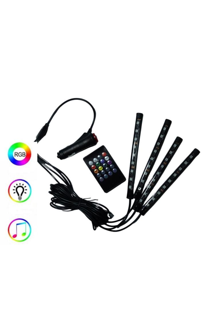 Waxen 12 LED Ayak Altı LED Lamba Kumandalı Sese Duyarlı Rgb Araç Içi Aydınlatma Çakmaklık girişli