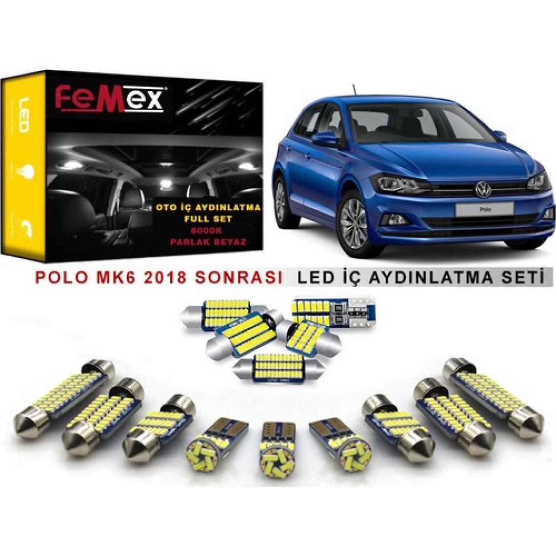 Femex Volkswagen Polo Mk6 2018 Sonrası LED Iç Aydınlatma Ampul Seti Parlak Beyaz