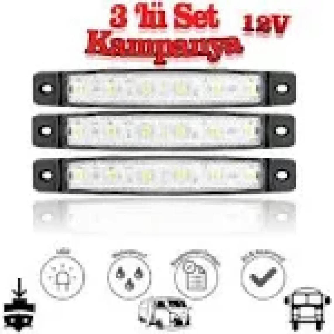 Sanel 6 Ledli 3'lü Set Parmak LED 12V Beyaz SBB12W6-3