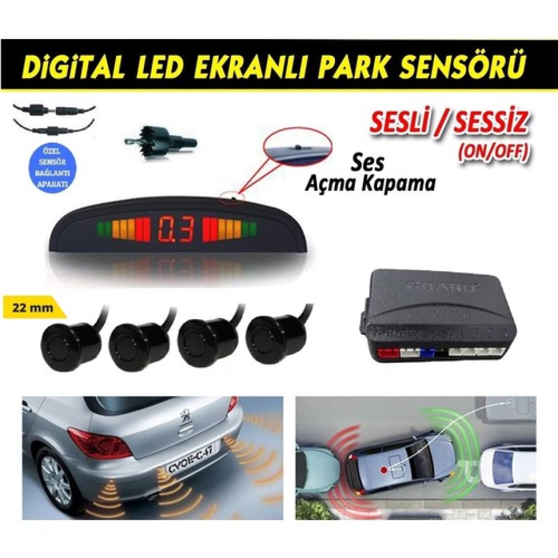 Schumi Guard Park Sensörü Soketli LED Ekranlı Ses Ikazlı - Ses Kontrollü Siyah (22MM)
