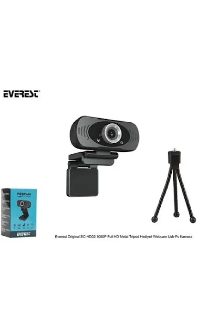 Everest Original SC-HD03 1080P Full HD Usb Metal Tripod Hediyeli Webcam Pc Kamera