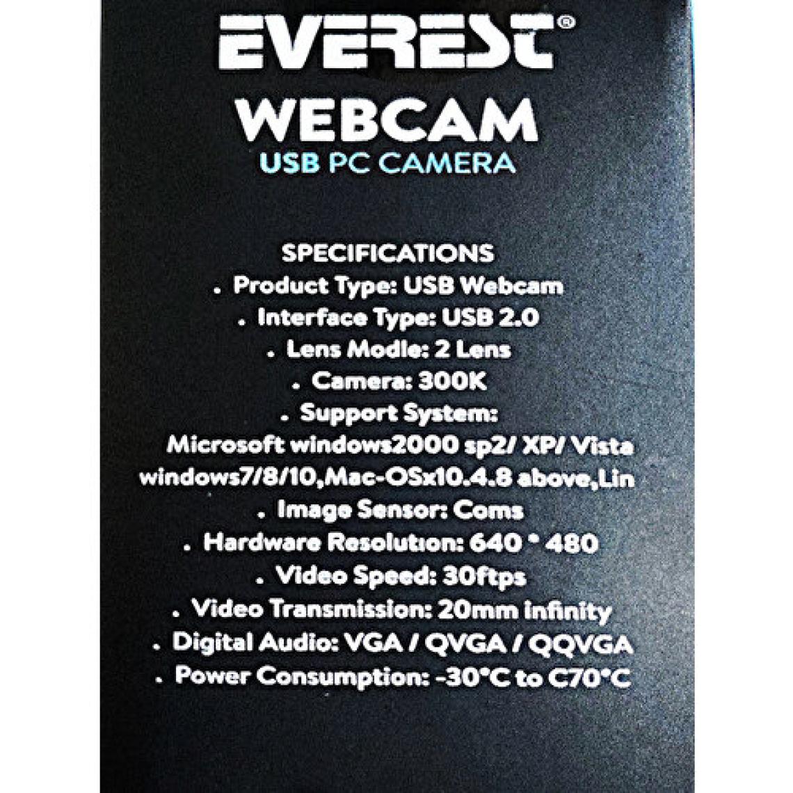 Everest SC-824 300K 480P USB Mikrofonlu LED Webcam