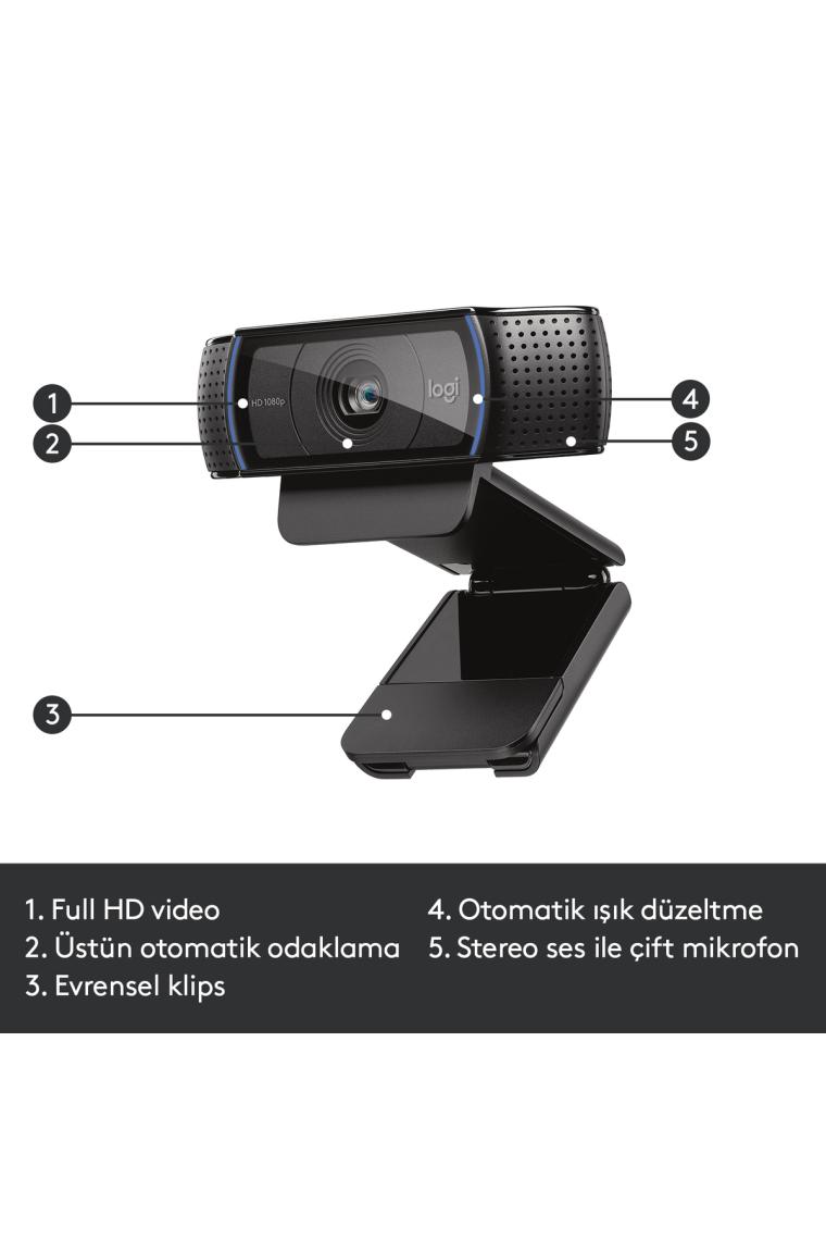 Logitech C920 PRO HD 1080p Stereo Ses ile Web Kamerası - Siyah