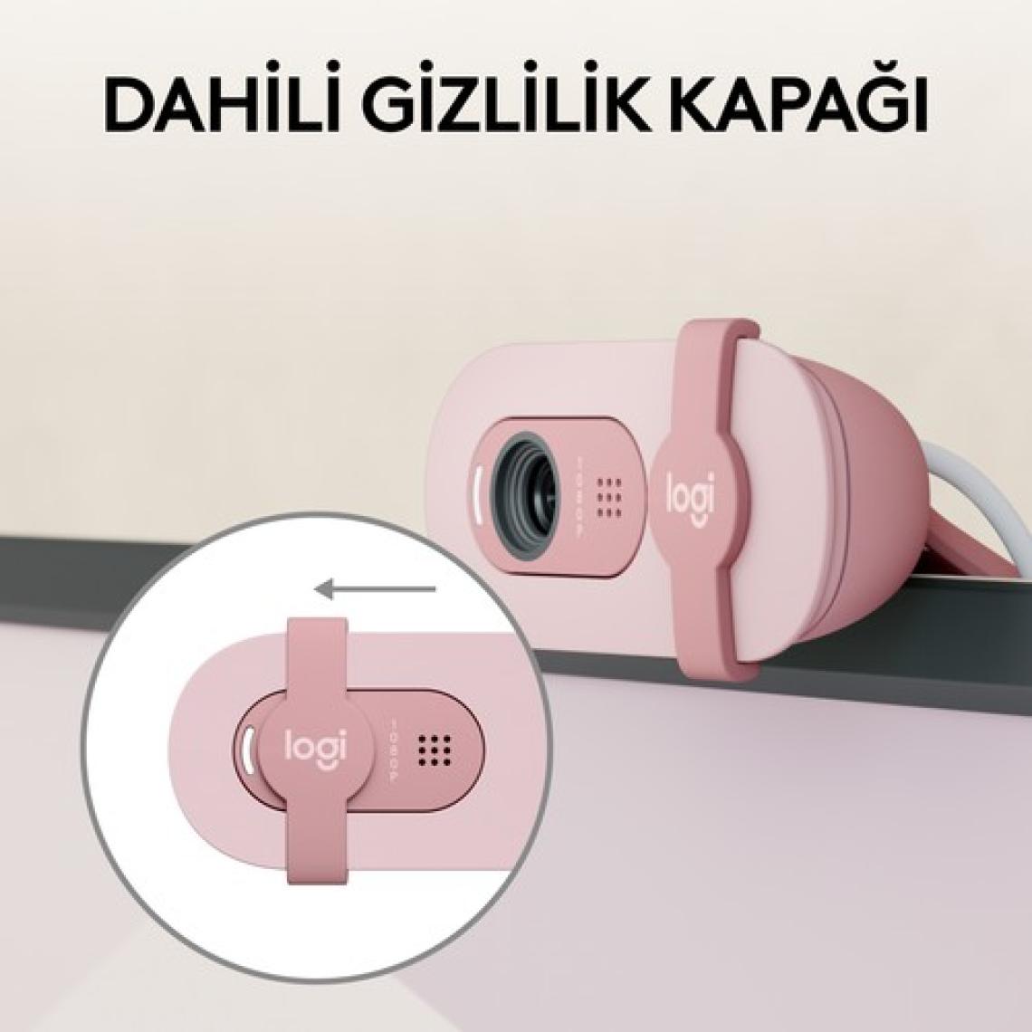 Logitech Brio 100 Pembe Full HD 1080P Mikrofonlu Webcam