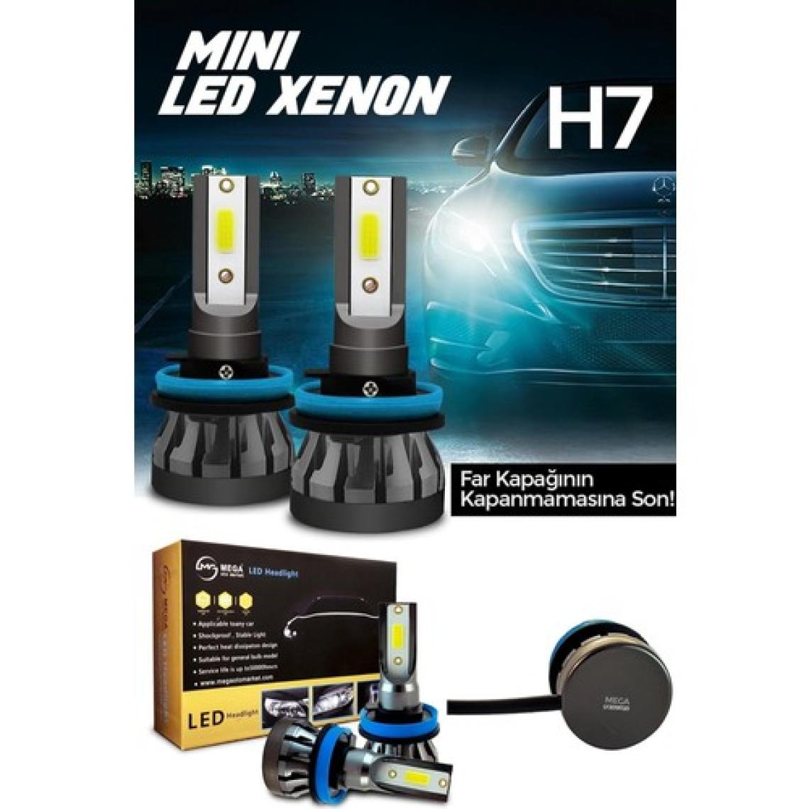 Mega Oto Market Slim LED Xenon Şimşek Etkili Mini Beyaz H7 Kapak Kapanma Garantili