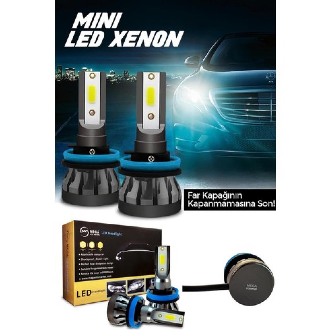 Mega Oto Market Slim LED Xenon Şimşek Etkili Mini Beyaz H7 Kapak Kapanma Garantili