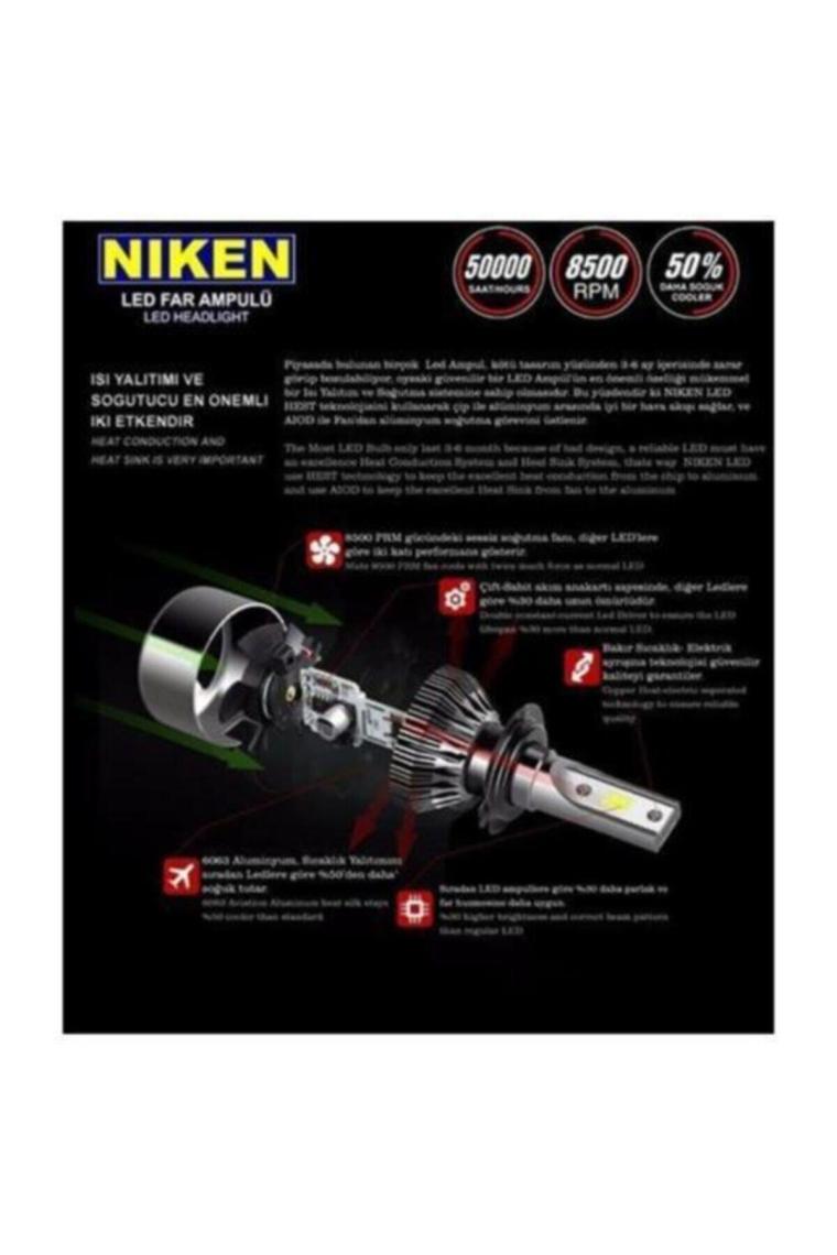 Niken Evo Serisi Led Xenon Far Ampulu H7 / H4 / H11 / H1 / H10 / 9005 / 9006 / H15 + T10 Ampul