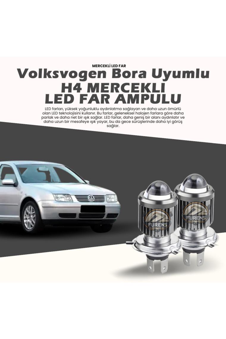 STS Oto Aksesuar Vw Bora Uyumlu Mercek LED Xenon Uzun - Kısa Çift Renk Şimşek Etkili