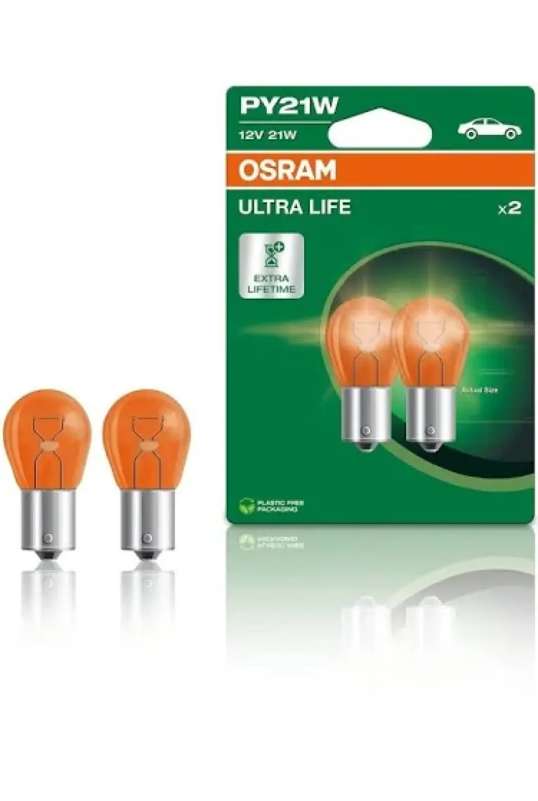 Osram 12V PY21W Ultra Life Uzun Ömürlü Sinyal Ampulü Yakın Tırnak (1 Tk.- 2 Ad.)