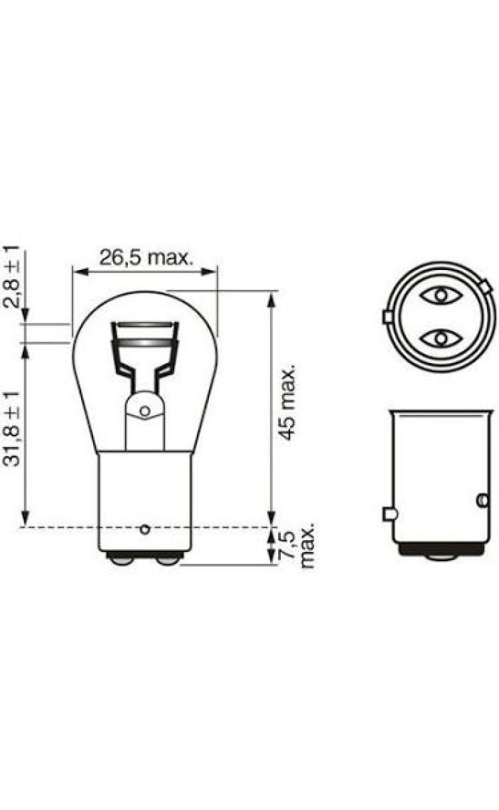 Bosch Ampul 12V 21/4W 1016 Yakın Tırnak Çift Duy Şaşı 10 Adet