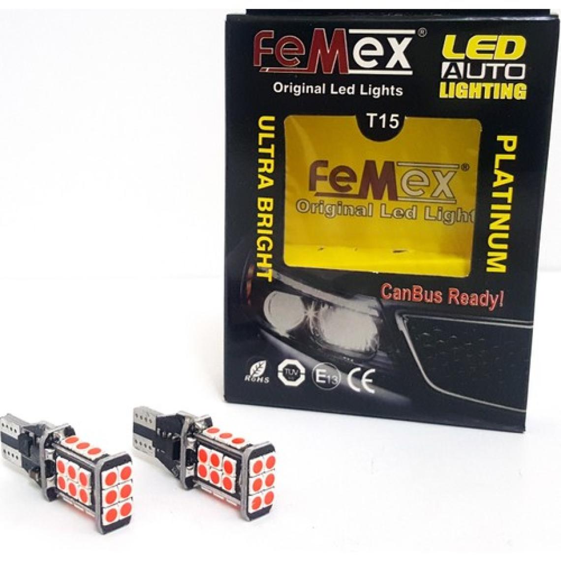 Femex Platinum T15 W16W Kırmızı LED Ampul Parlak - 3. Stop Ampulu