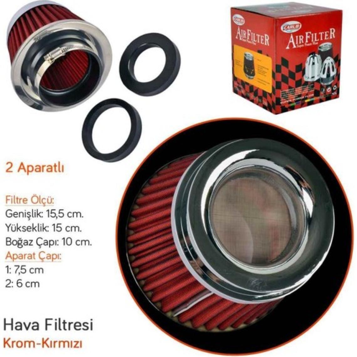 Carub Performans ve Ses Arttırıcı Açık Hava Filtresi +6 Hp Kapalı Tip Kırmızı Aparatlı Üniversal