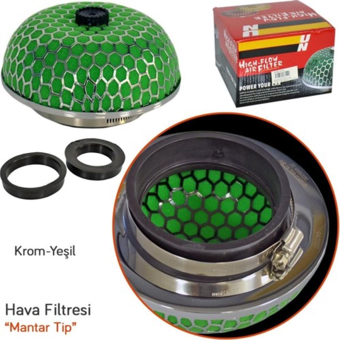 ŞüsCarOto Aksesuar Carub Ses & Performans Arttırıcı Açık Hava Filtresi Mantar Tip Yeşil +6 Hp Aparatlı Üniversal