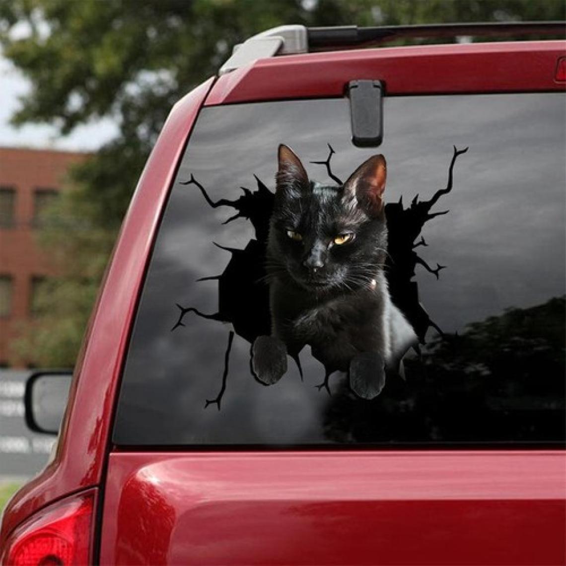 TSC Araba Arka Cam Kedi Sticker Yapıştırma 17 cm A9