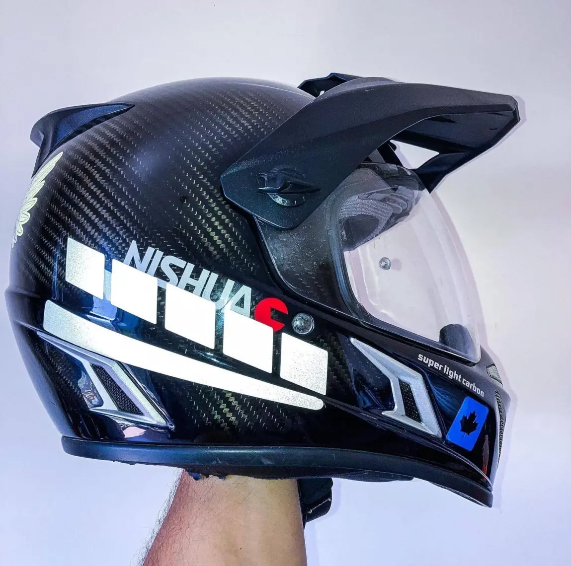 Çınar Extreme Şerit Tasarımlı Reflektif Gri Motosiklet Kask Sticker Çınar Extreme