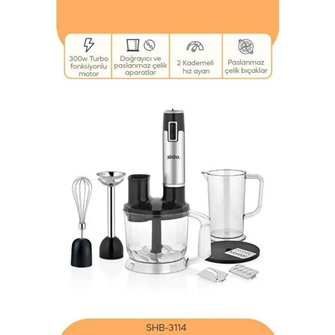 Sinbo SHB-3114 5 Fonksiyonlu El Blender Seti - Siyah
