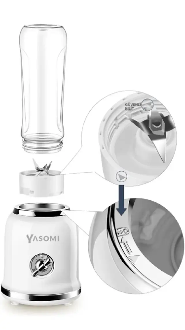 Yasomi BL019 Retro Smoothie Blender Beyaz(Yasomi Türkiye Garantili )