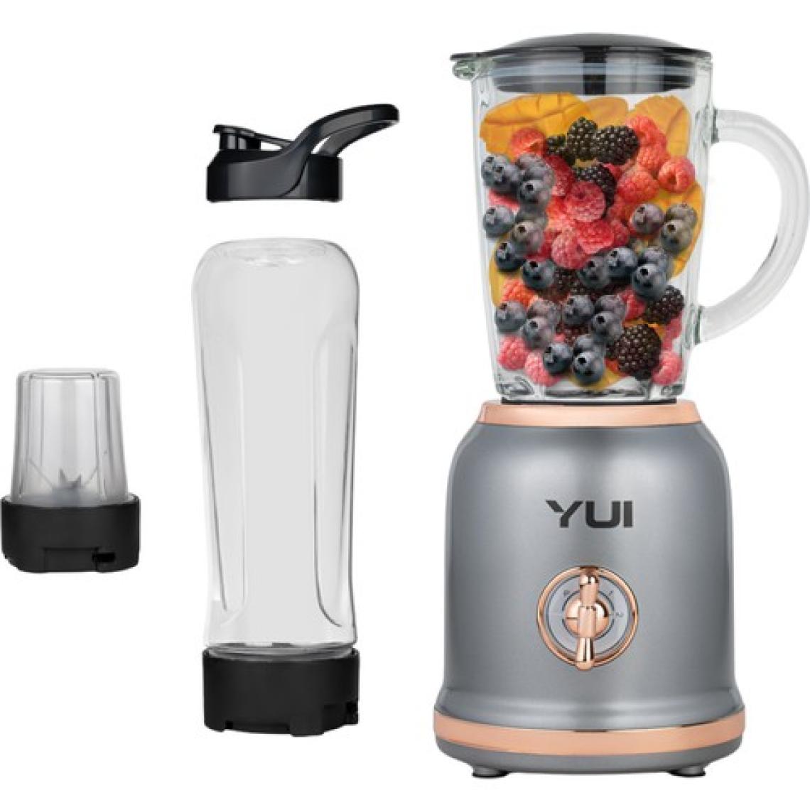 Yui M18 3 In 1 Kişisel Smoothie Retro Blender -Öğütücü-Cam Doğrayıcı Koyu Gri (Yui Türkiye Garantili)