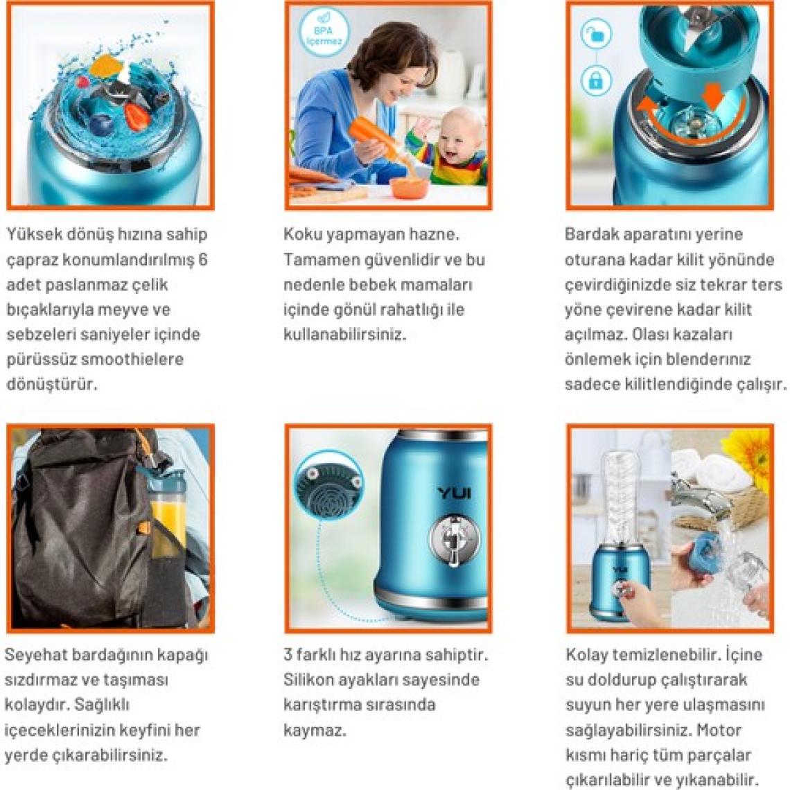 Yui M18 3 In 1 Kişisel Smoothie Retro Blender -Öğütücü-Cam Doğrayıcı Koyu Gri (Yui Türkiye Garantili)