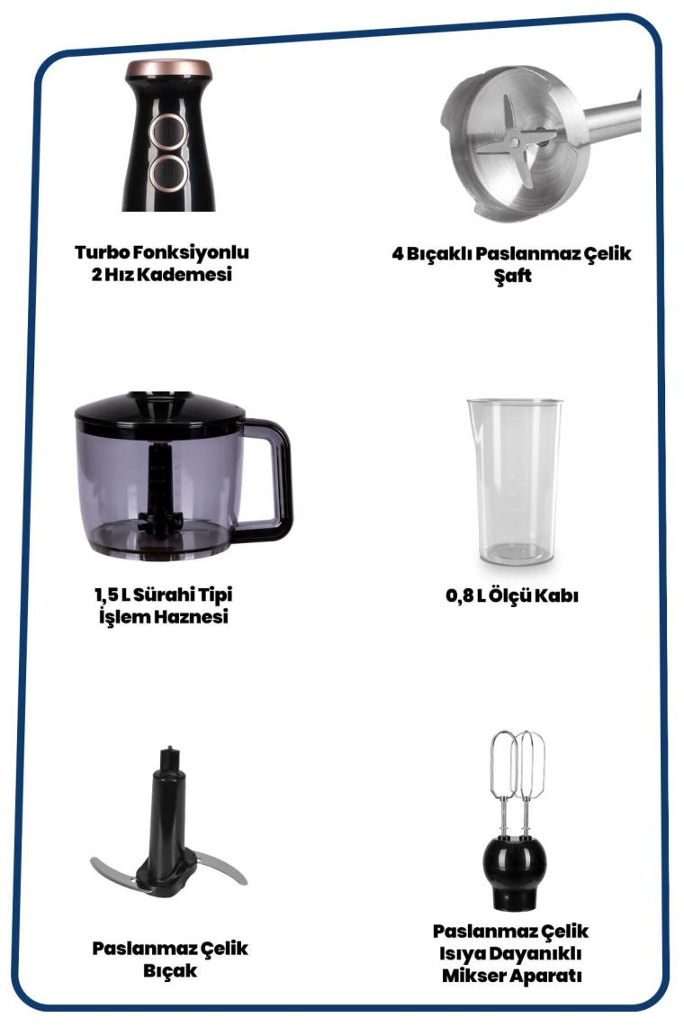 Goldmaster GM-7273 Bestmax Siyah Gold 1500 W Blender Seti